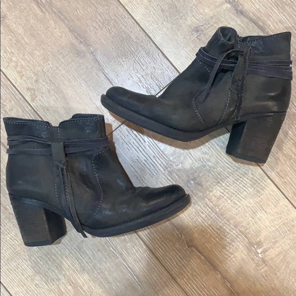 Miz mooz black ankle booties with fringe